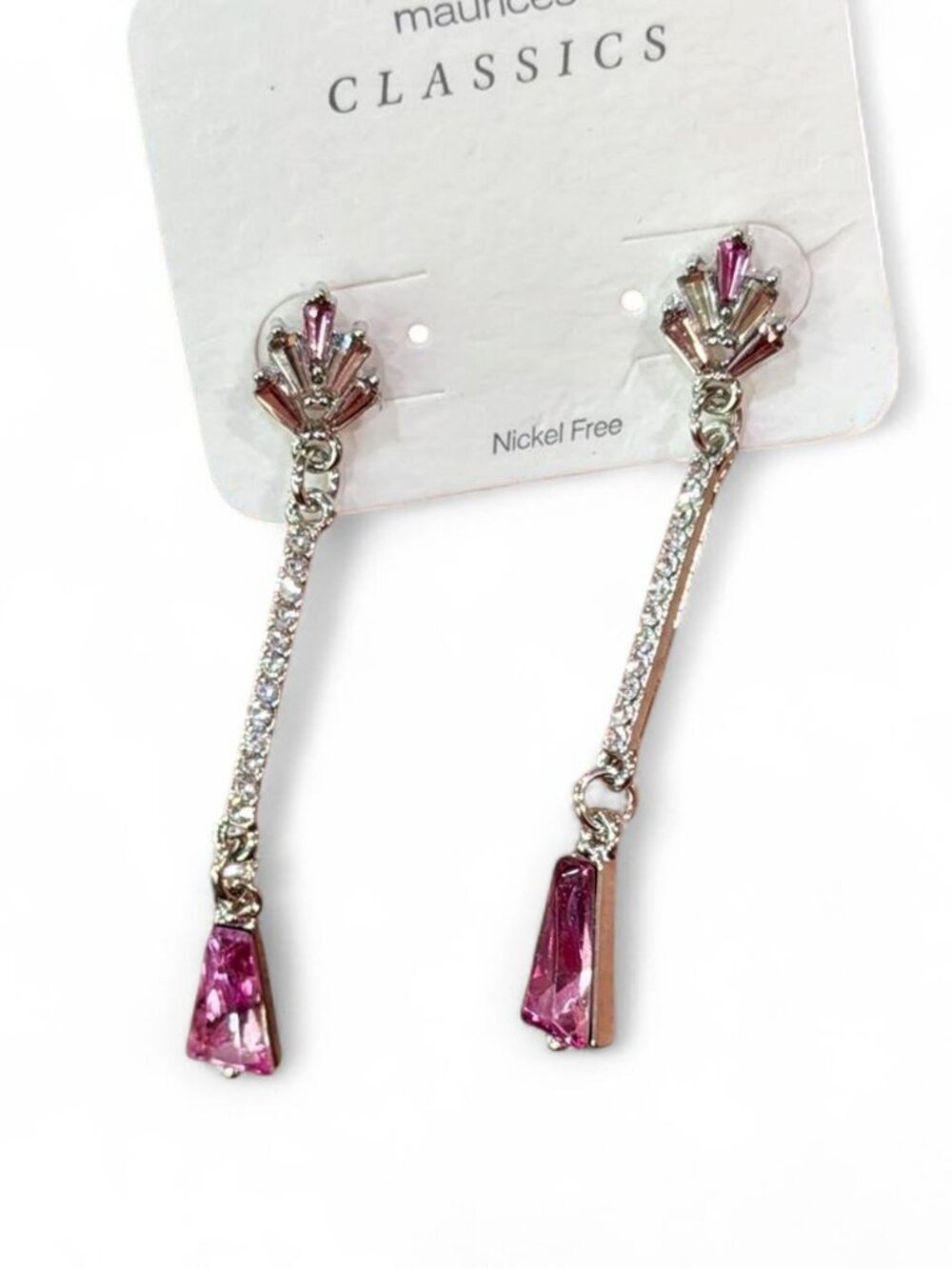 Maurices Pink Crystal Drop Earrings